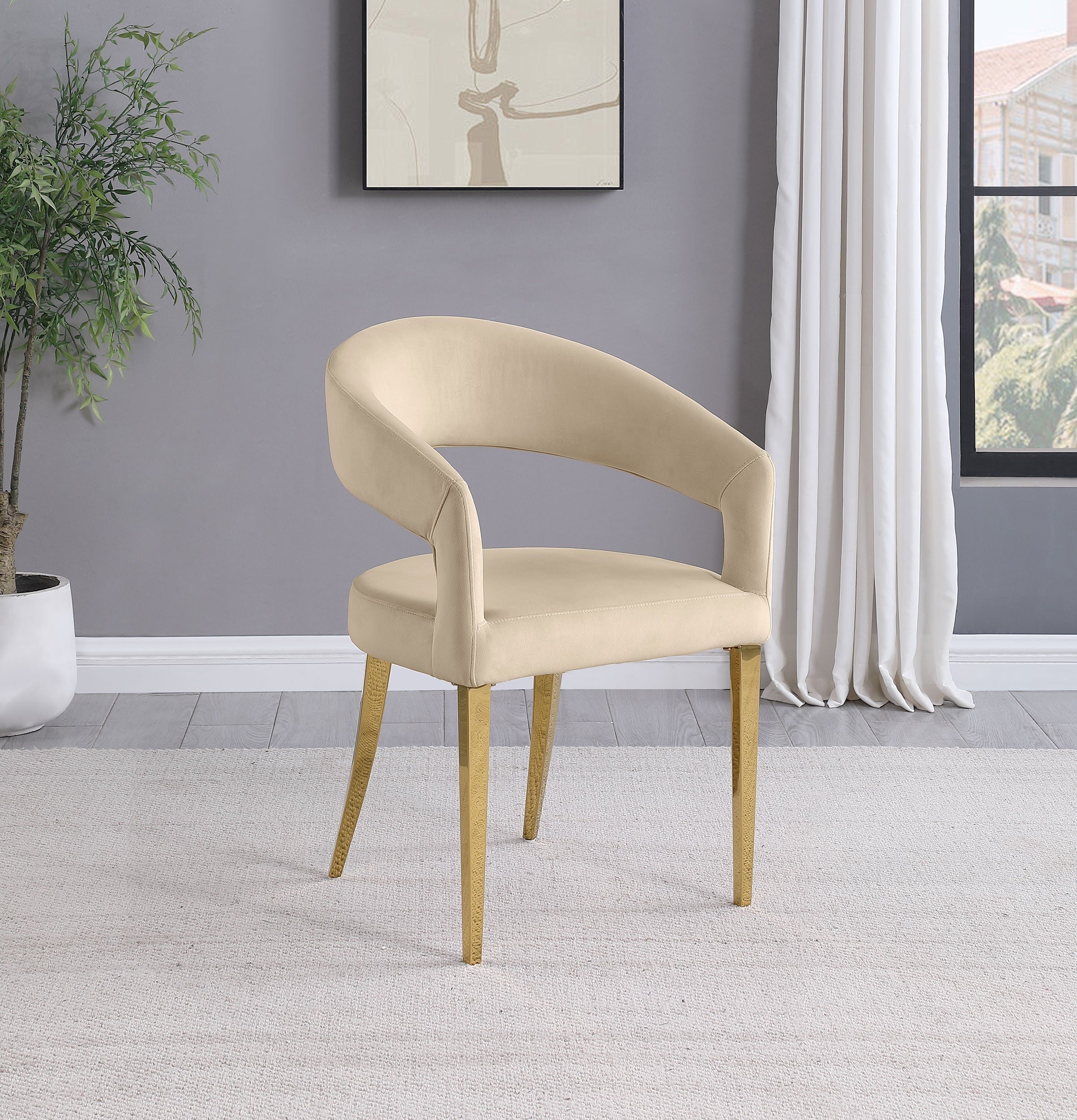 Galiano Velvet Upholstered Dining Arm Chair Beige (set Of 2) - MyWaynesHome #