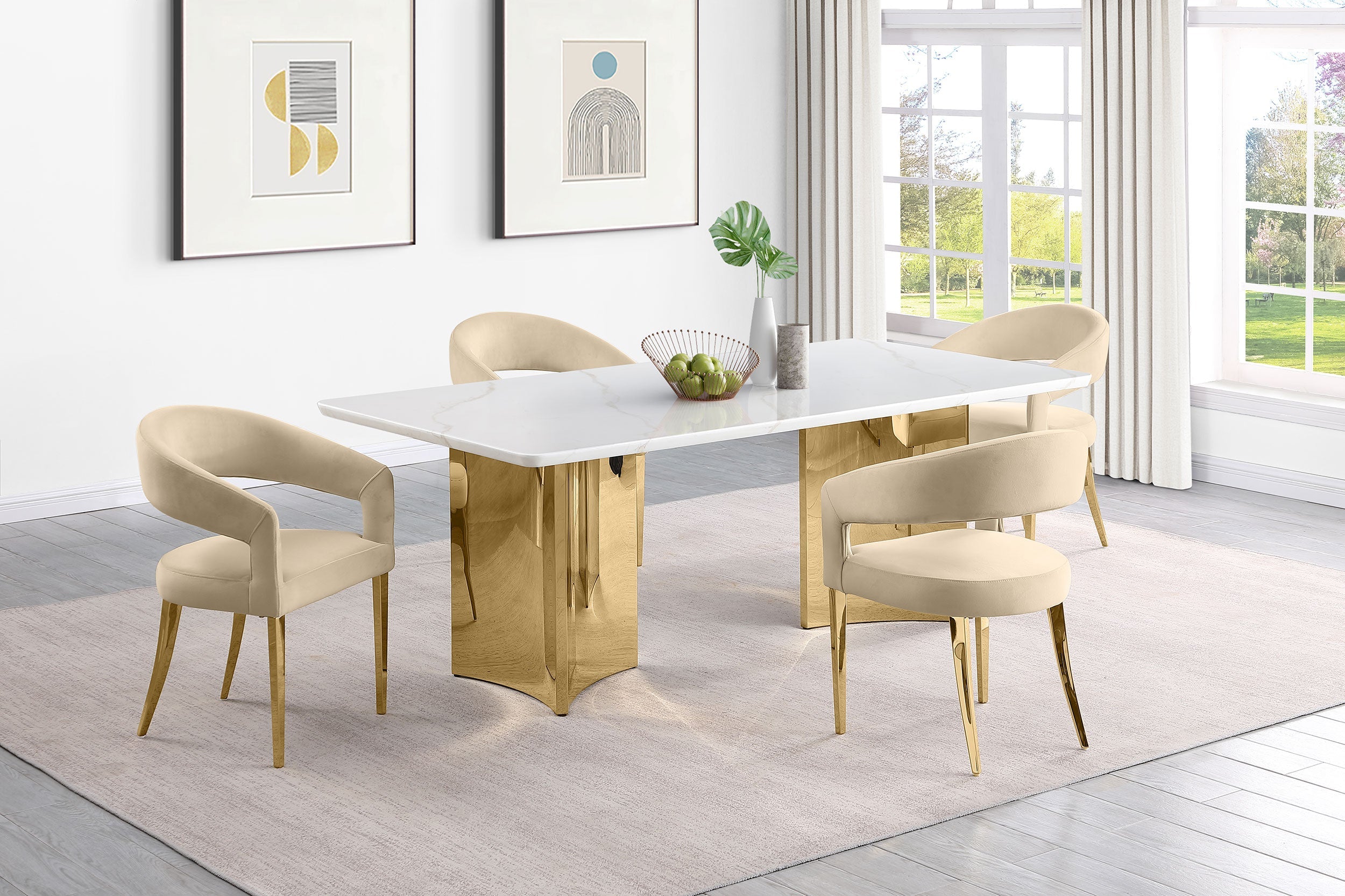 Galiano Velvet Upholstered Dining Arm Chair Beige (set Of 2) - MyWaynesHome #