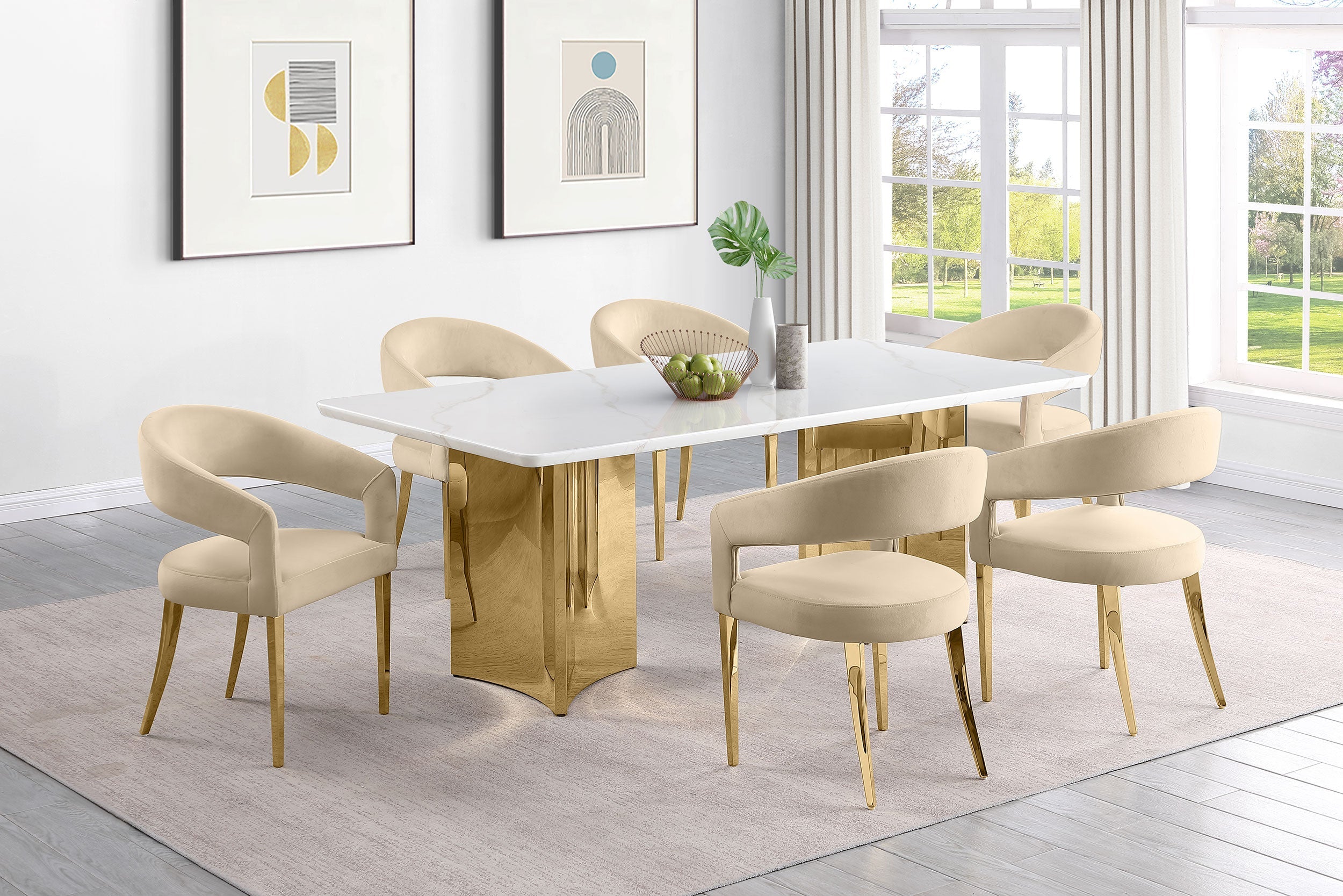 Galiano Velvet Upholstered Dining Arm Chair Beige (set Of 2) - MyWaynesHome #