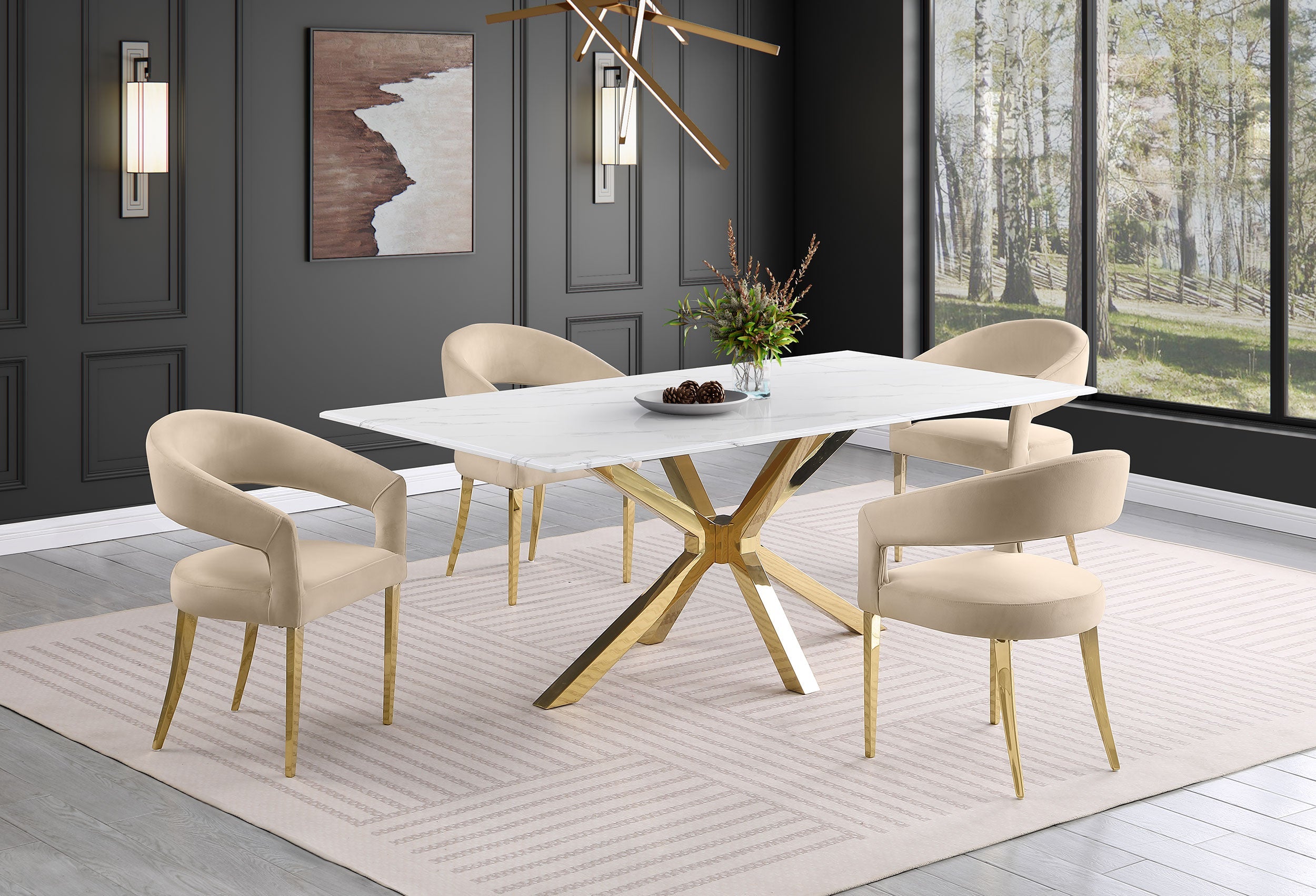 Galiano Velvet Upholstered Dining Arm Chair Beige (set Of 2) - MyWaynesHome #