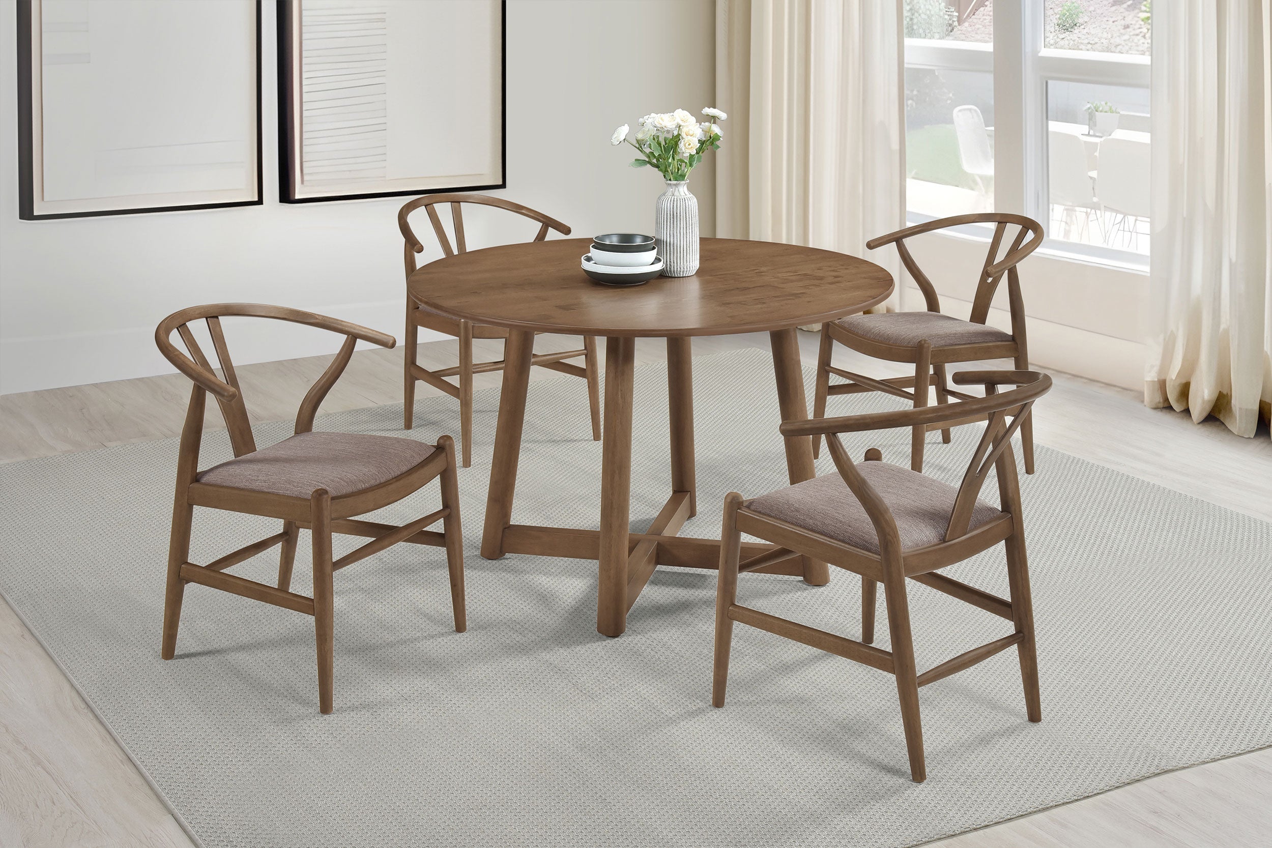 Dinah Round 47-inch Solid Wood Dining Table Walnut - MyWaynesHome #