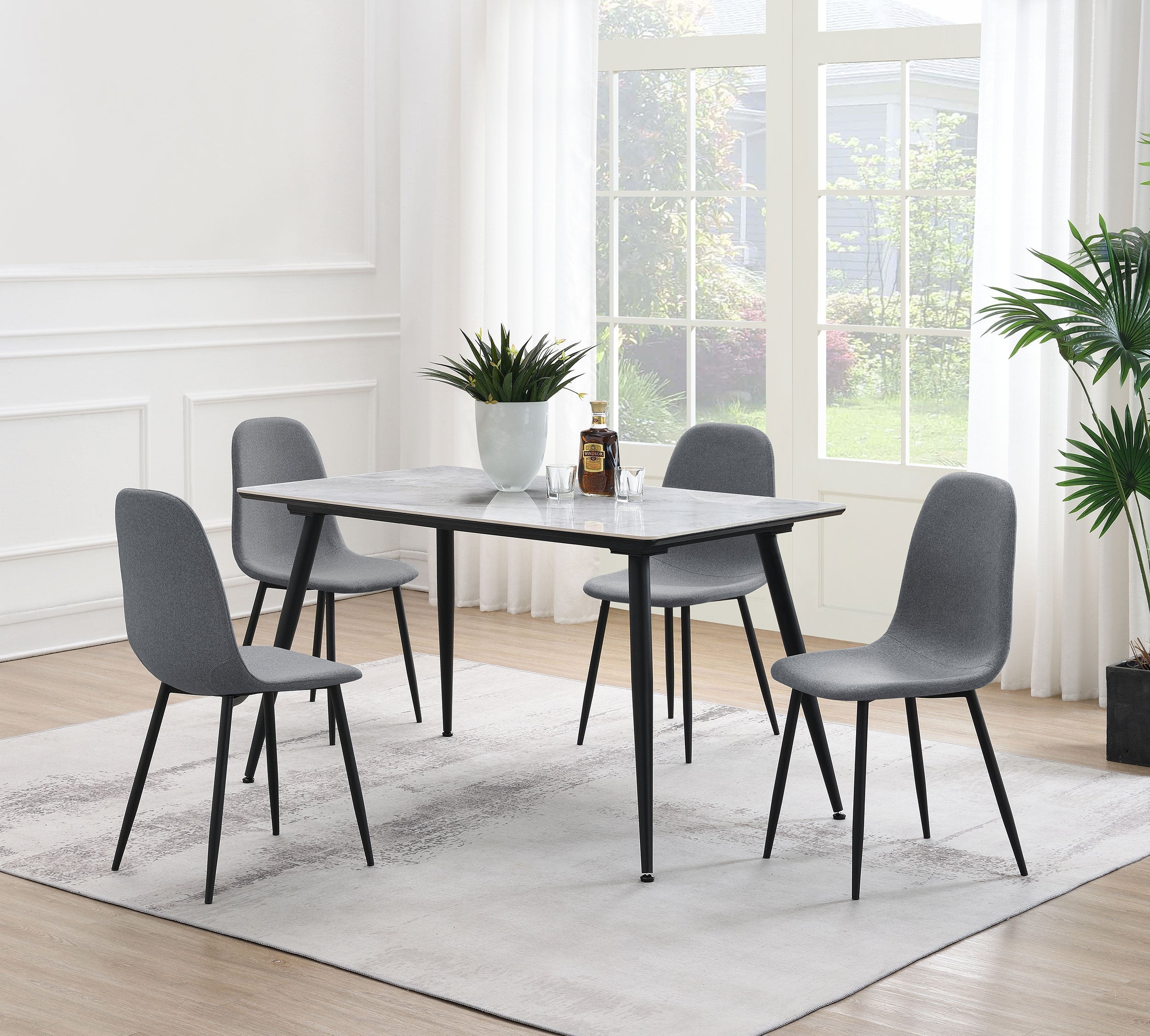 Dennison Rectangular 55-inch Ceramic Top Dining Table Grey - MyWaynesHome #