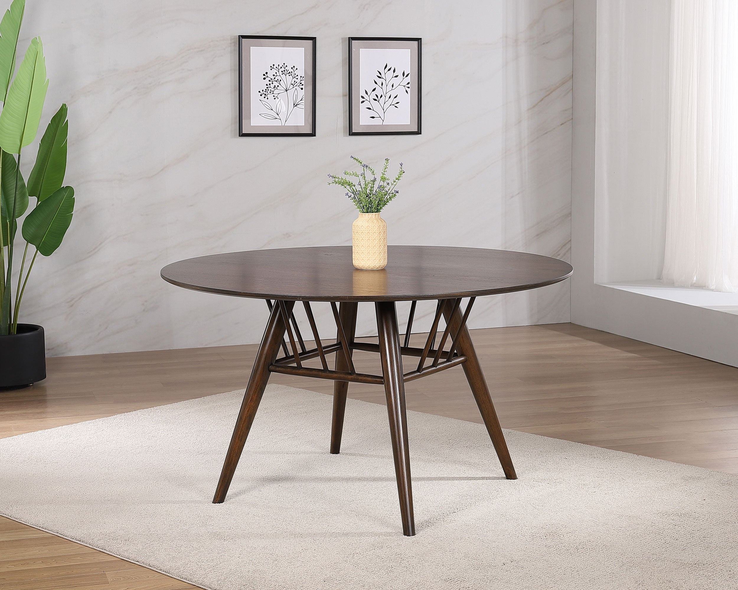 Everton Round 53-inch Wood Dining Table Dark Walnut - MyWaynesHome #