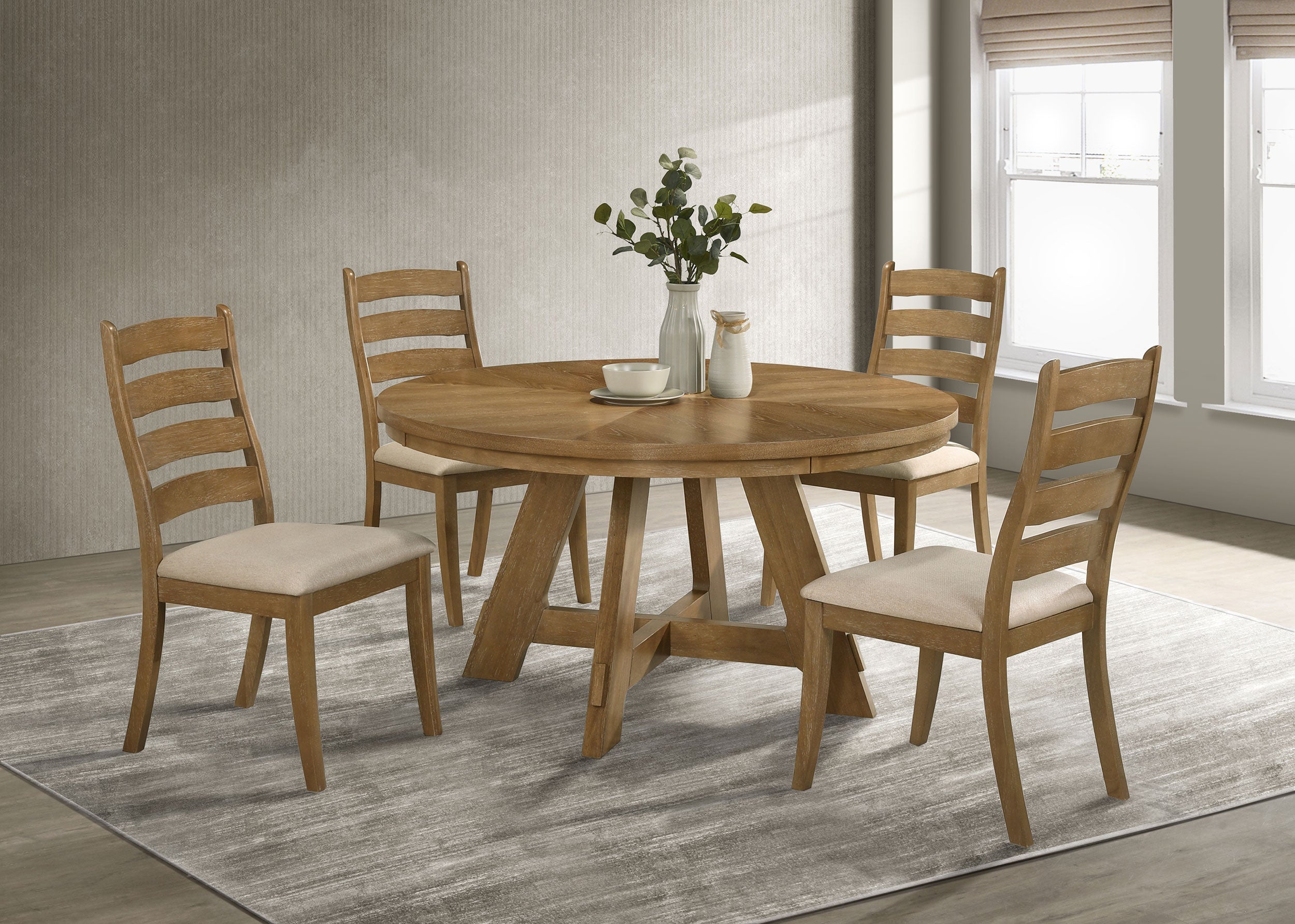 Danvers 5-piece Dining Table Set Brown Oak And Beige - MyWaynesHome #