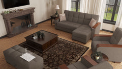 Ottomanson Armada X - Upholstered Convertible Wood Trimmed Ottoman With Storage - Polyester