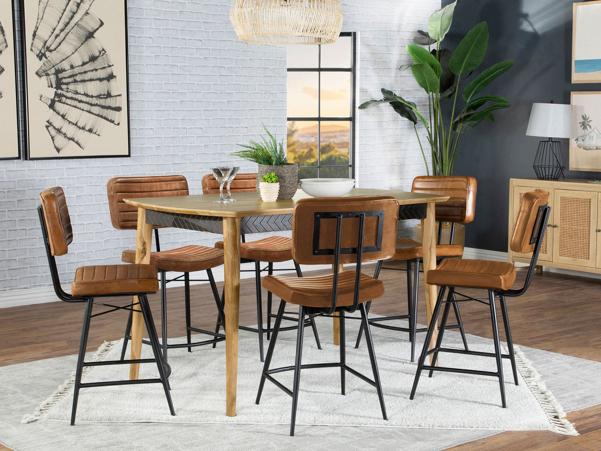 Partridge 7-piece Counter Dining Set Sheesham And Camel - MyWaynesHome #