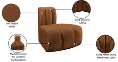 Arc - Velvet Reverse Corner Chair - Saddle