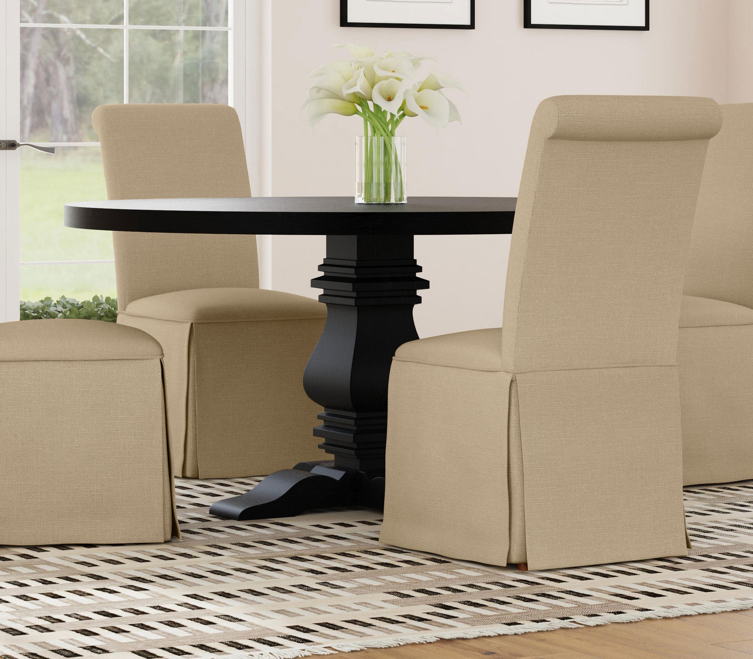 Florence Round 60-inch Pedestal Base Dining Table Black - MyWaynesHome #