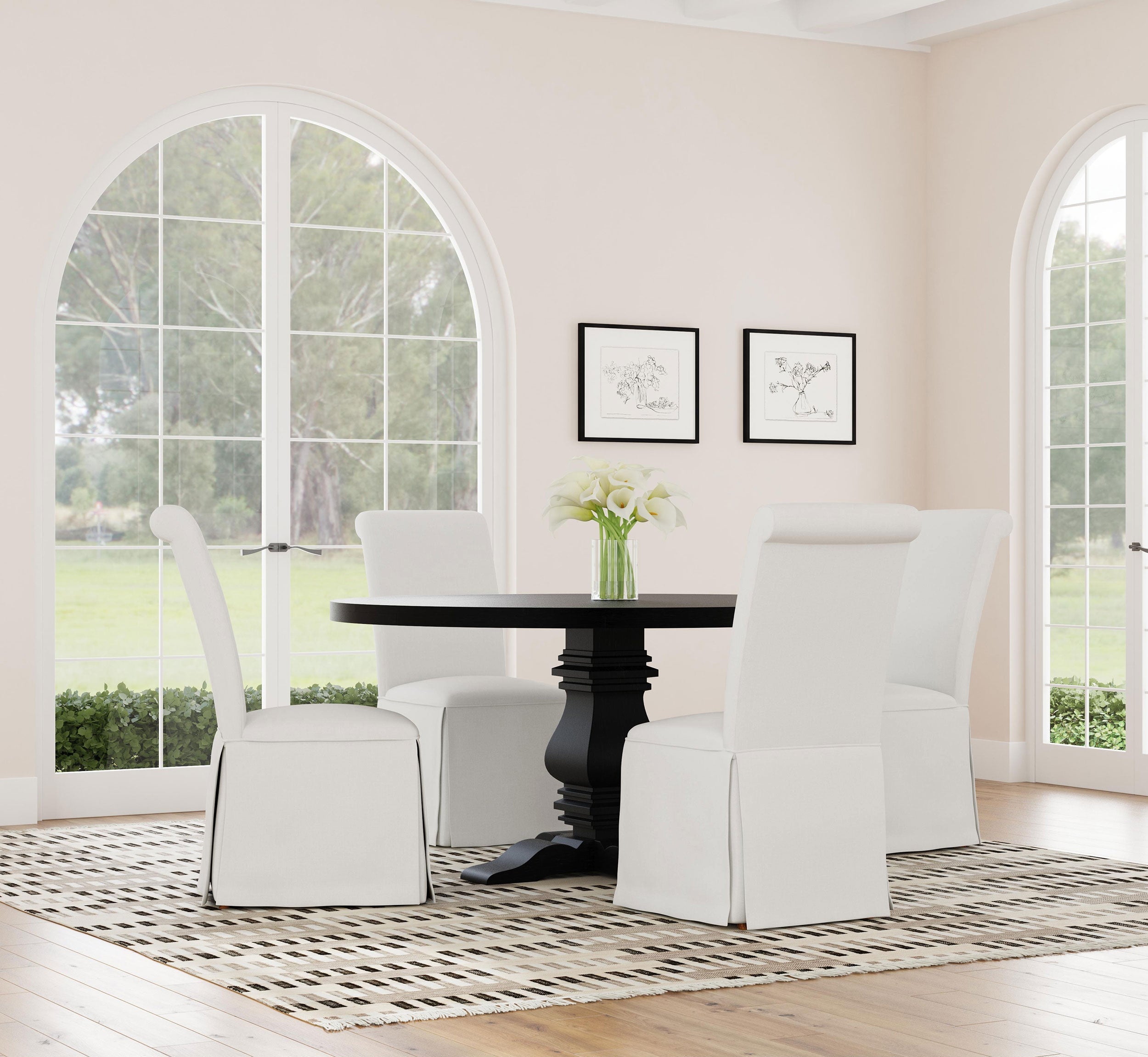 Florence Round 60-inch Pedestal Base Dining Table Black - MyWaynesHome #