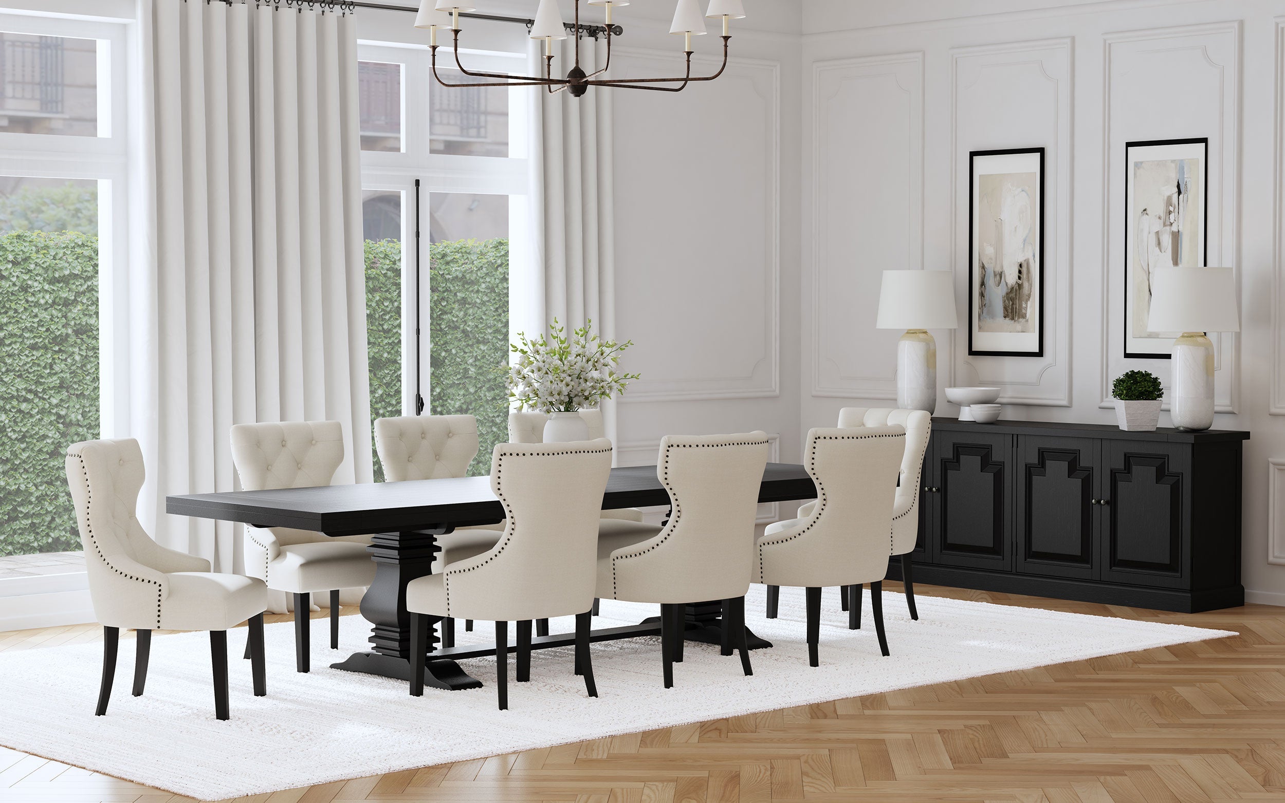 Florence 126-inch Extension Dining Table Distressed Black - MyWaynesHome #