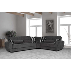 Ottomanson Armada Air - Upholstered Convertible Sectional With Storage - Gray Chenille