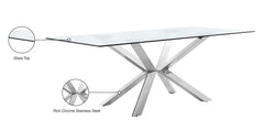 Juno - Glass Dining Table - Silver
