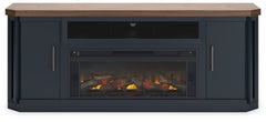 Landocken - 83" TV Stand With Electric Fireplace - Two-tone