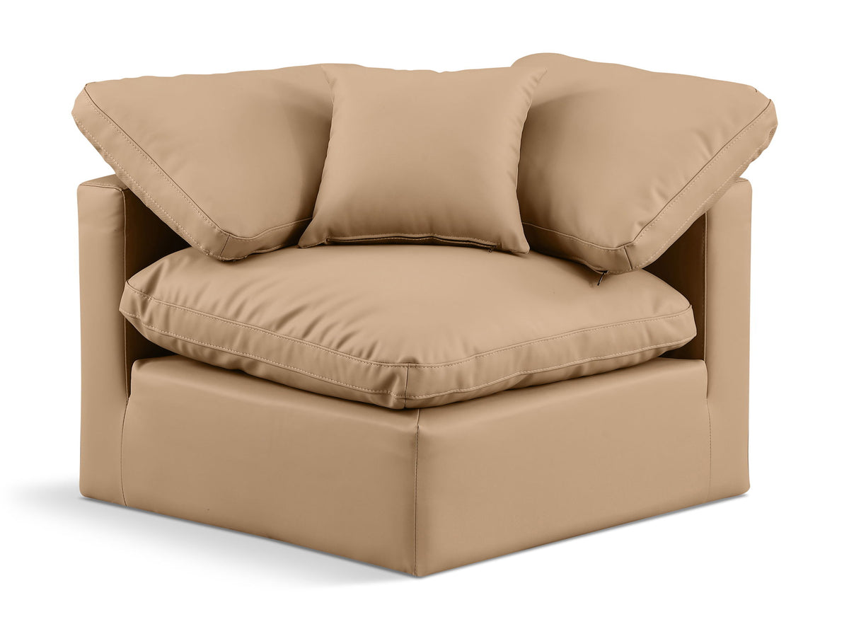 Indulge - Faux Leather Corner Chair - Tan