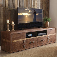 Aberdeen - TV Stand - Retro Brown Top Grain Leather