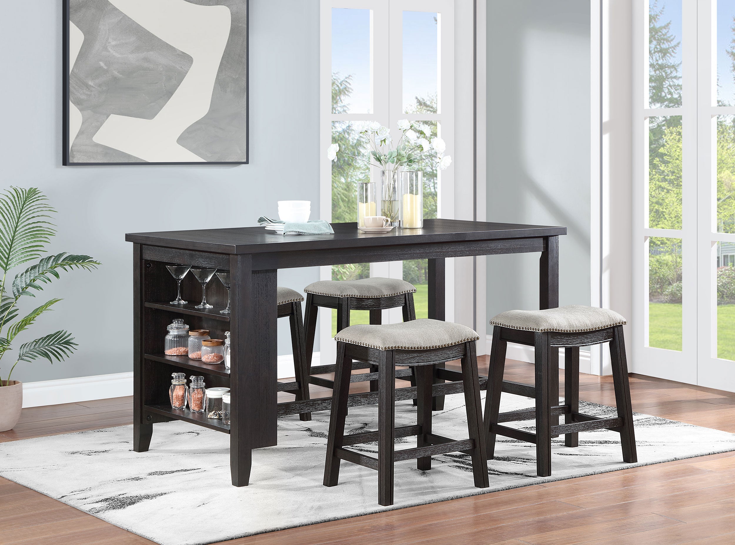 Elliston Backless Counter Stool Dark Grey (set Of 2) - MyWaynesHome #