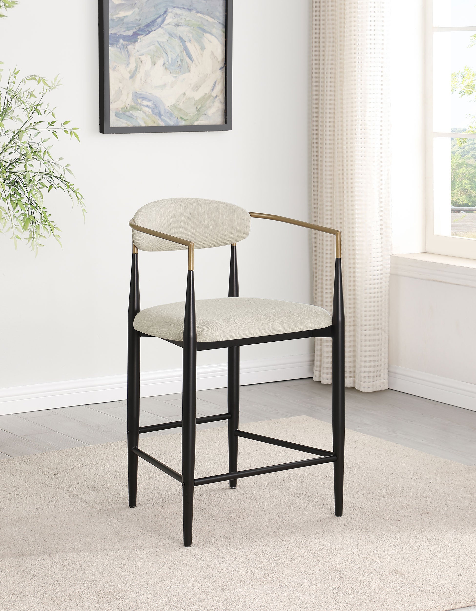 Tina Fabric Upholstered Counter Chair Beige (set Of 2) - MyWaynesHome #