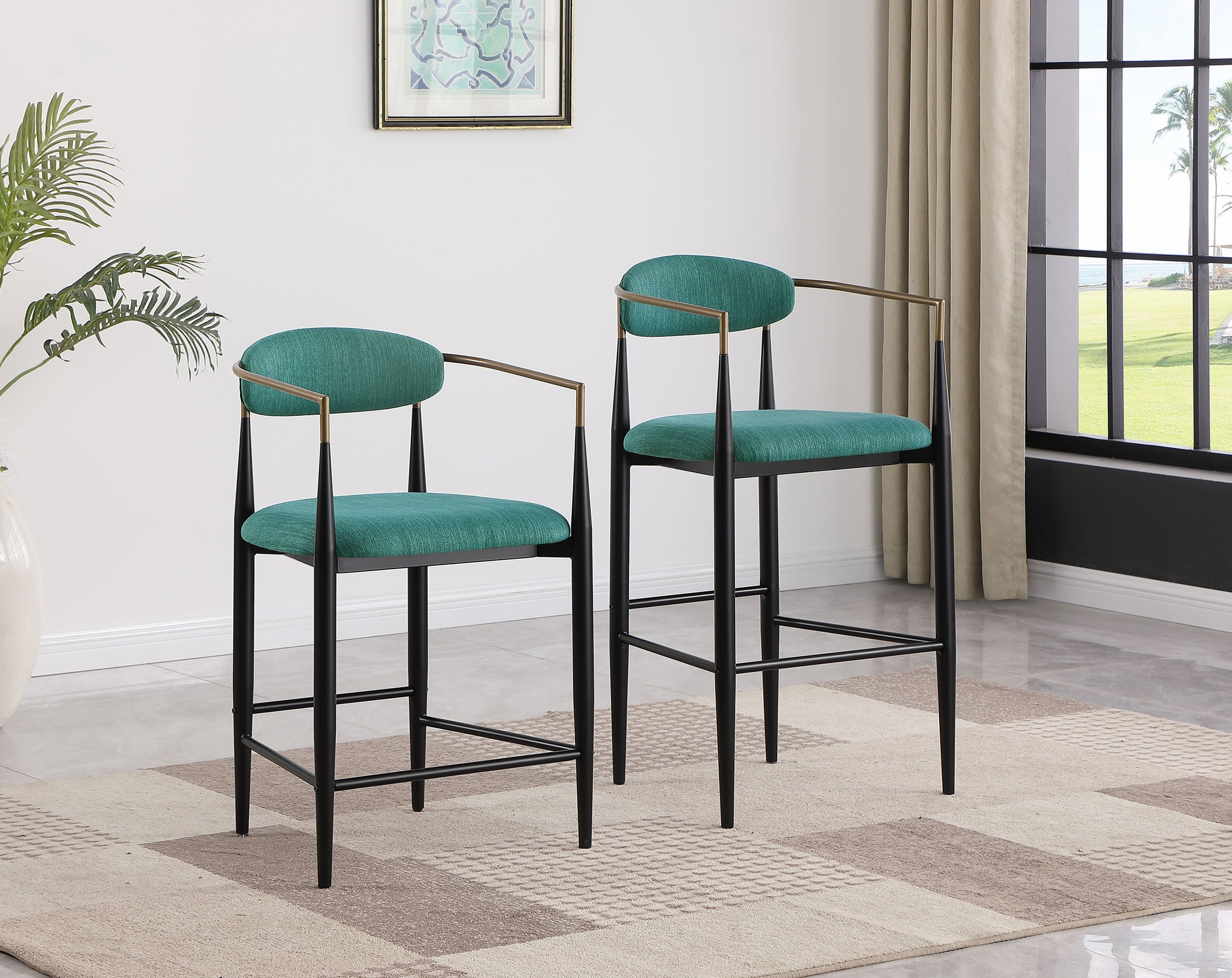 Tina Fabric Upholstered Counter Chair Green (set Of 2) - MyWaynesHome #