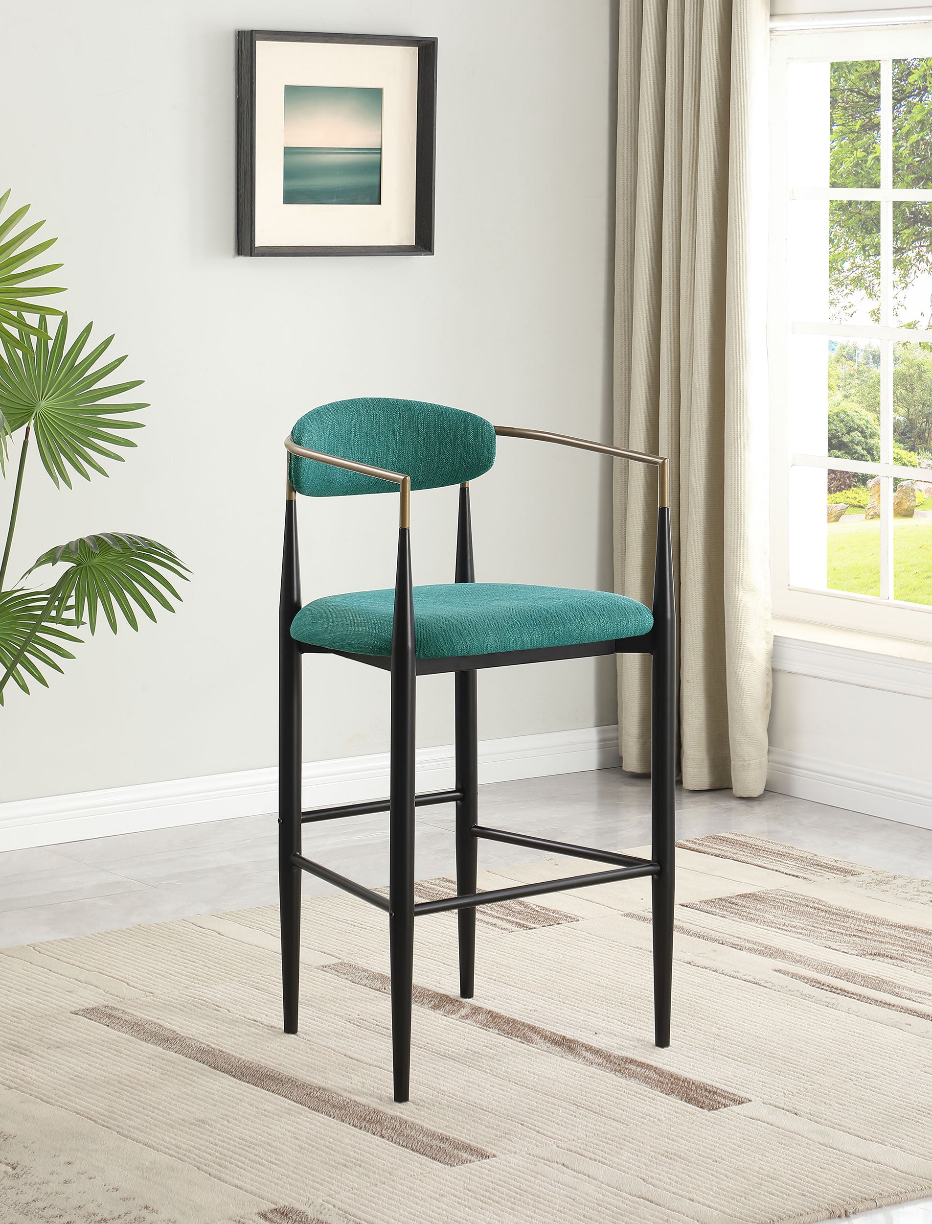 Tina Fabric Upholstered Bar Chair Green (set Of 2) - MyWaynesHome #