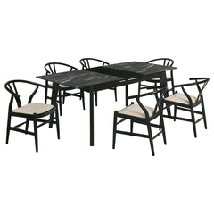 Crestmont 7-piece Extension Leaf Dining Table Set Black - MyWaynesHome #