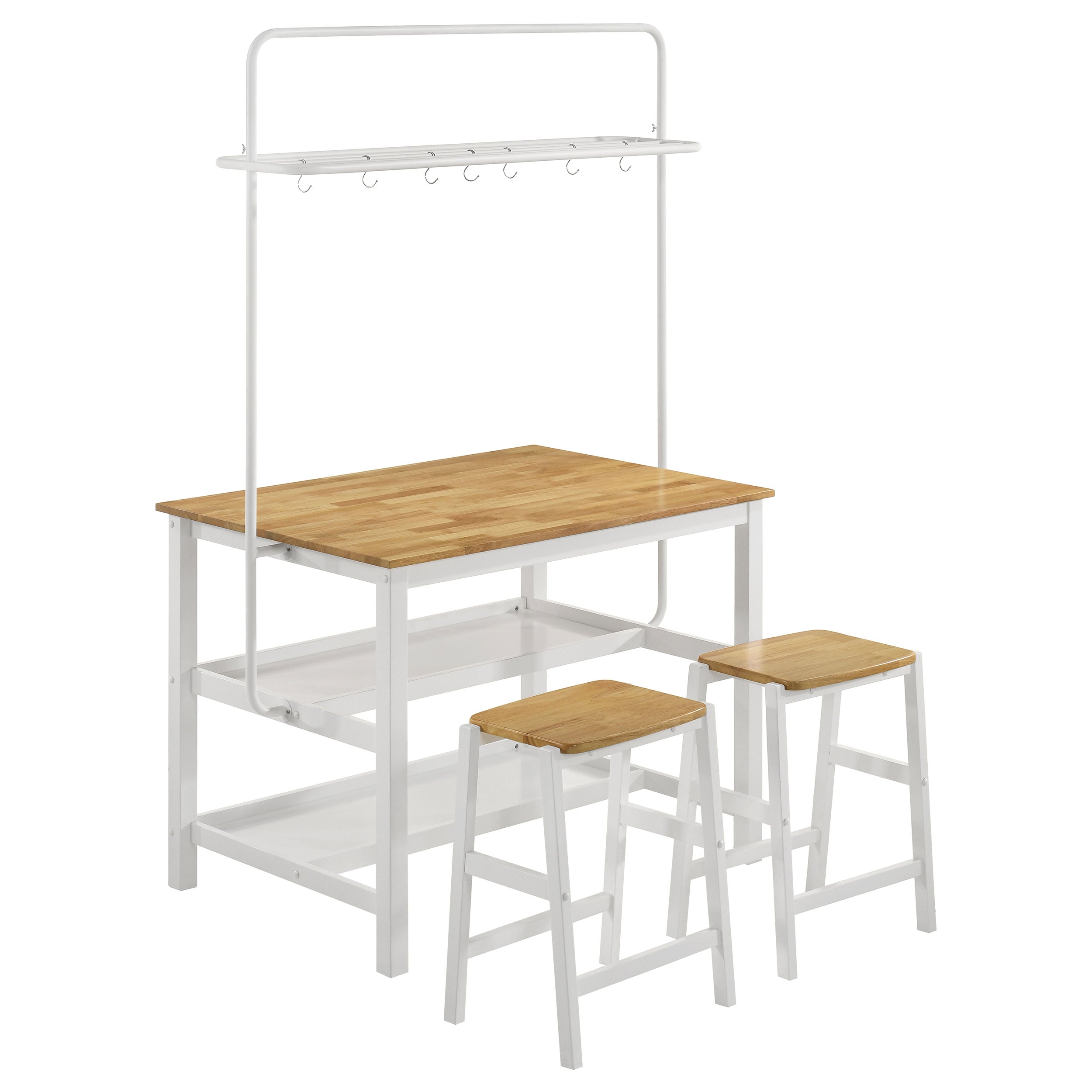 Edgeworth 3-piece Kitchen Island Counter Height Table Set White - MyWaynesHome #