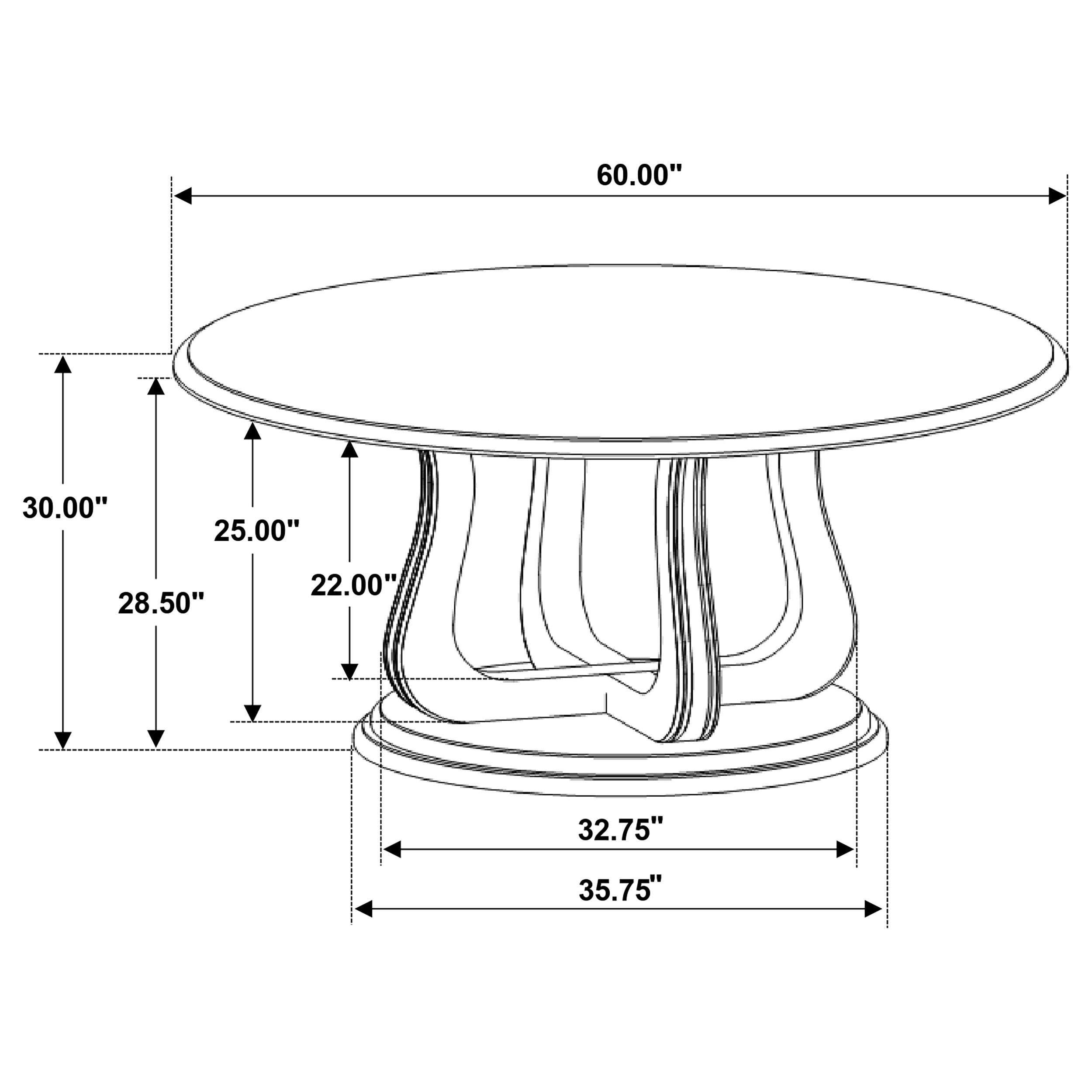 Trofello Round 60-inch Pedestal Dining Table White Washed - MyWaynesHome #