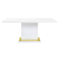Gaines - Dining Table With Pedestal Base - White High Gloss