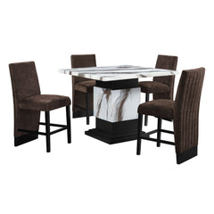 D12BT - 7 Piece Dining Room Set (Bar Table And 6 Bar Stools) - Black / Brown / White