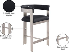 Romeo - Faux Leather Counter Stool With Silver Base (Set of 2)