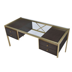 Yumia - Writing Desk - Gold & Walnut