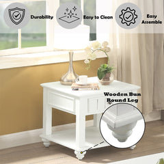 Natesa - End Table - White Washed