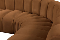 Arc - Velvet 5 Piece U-Shaped Modular Sofa - Saddle