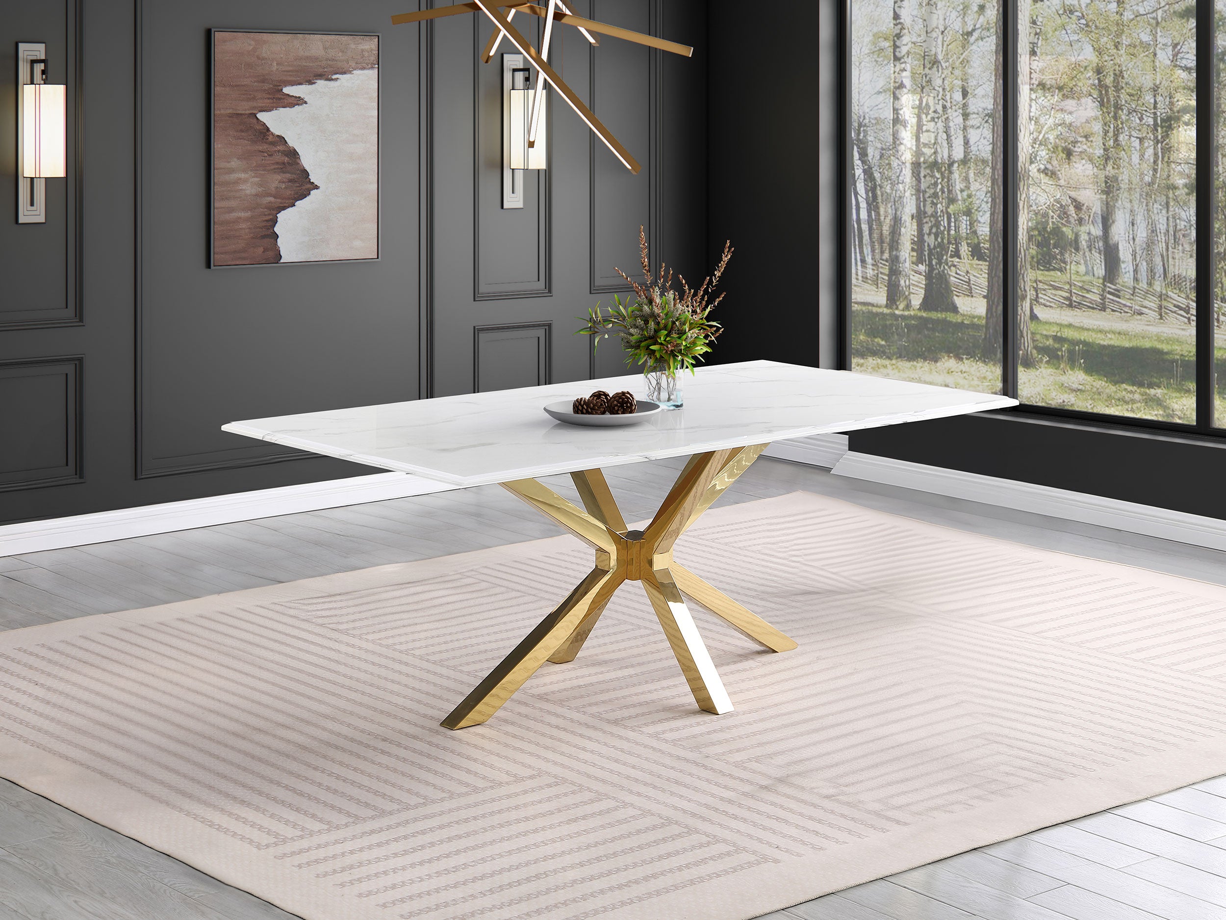Venera Rectangular 79-inch Faux Marble Dining Table White - MyWaynesHome #