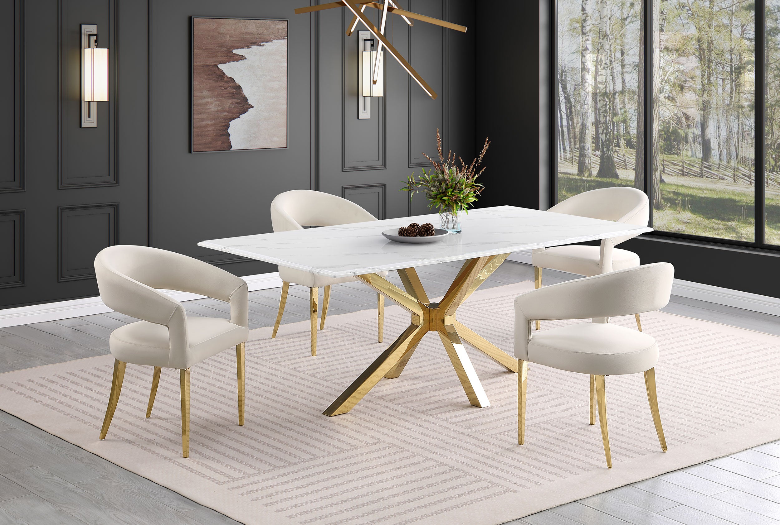 Venera Rectangular 79-inch Faux Marble Dining Table White - MyWaynesHome #