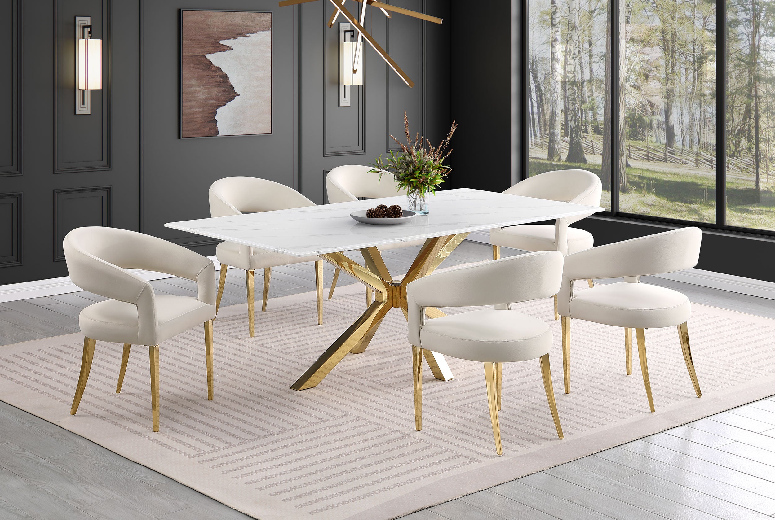 Venera Rectangular 79-inch Faux Marble Dining Table White - MyWaynesHome #