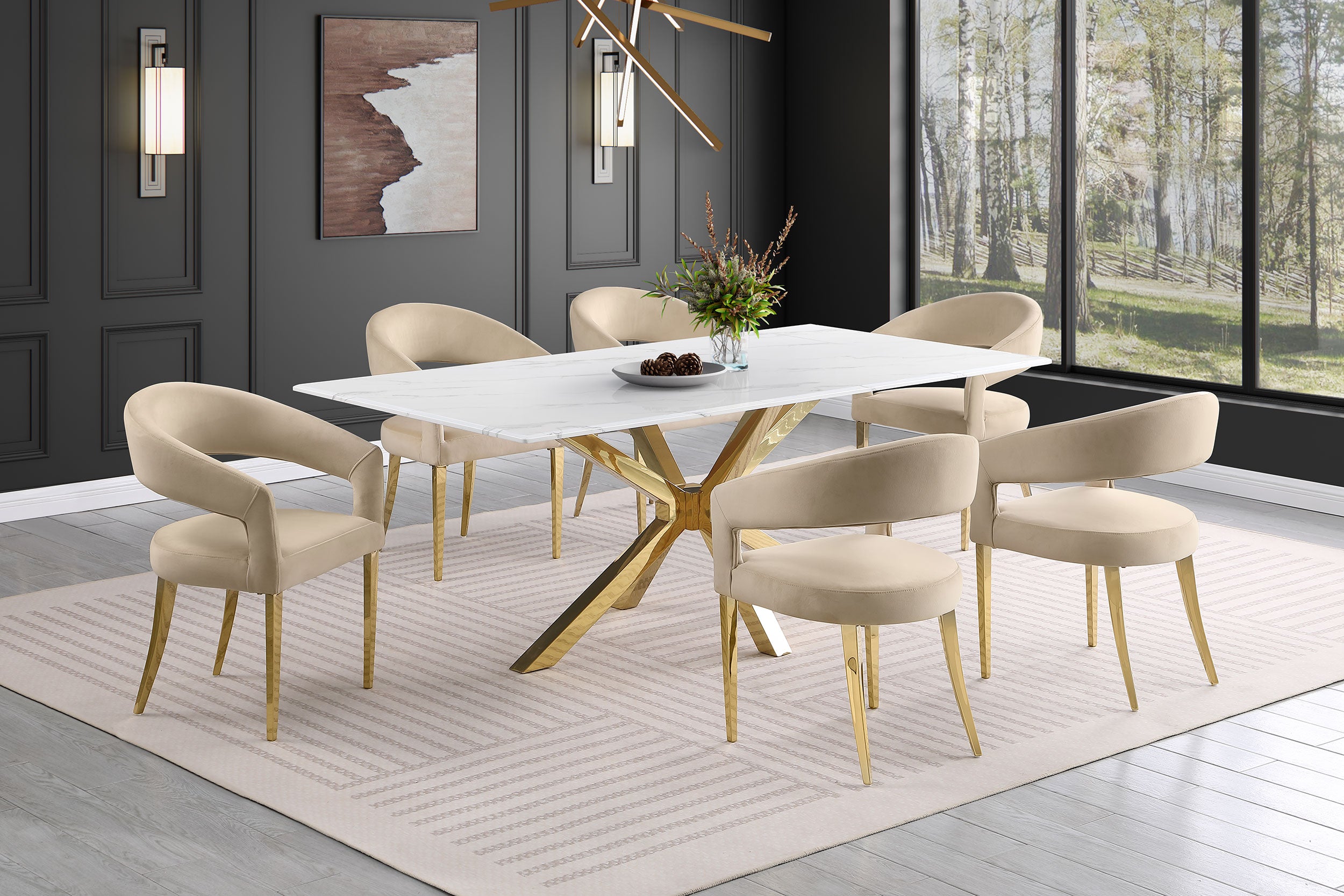 Venera Rectangular 79-inch Faux Marble Dining Table White - MyWaynesHome #