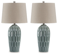 Hadbury - Ceramic Table Lamp (Set of 2) - Pale Blue / Teal