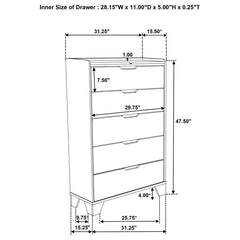 Henderson - 5-Drawer Bedroom Chest Of Drawers - Medium Oak