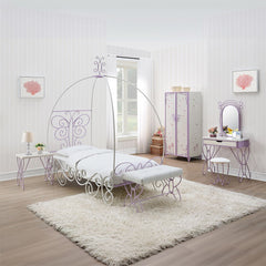 Priya II - Full Bed With Canopy - White & Light Synthetic Leather Rple