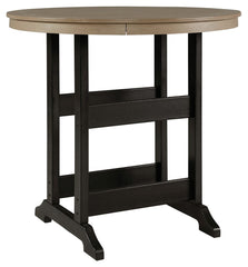 Fairen Trail - Round Bar Table w/Umb OPT - Black / Driftwood