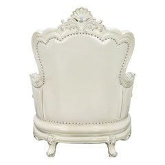 Adara - Chair With 2 Pillows - Pearl White Synthetic Leather & Antique White