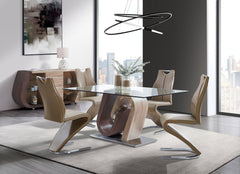 D4126N - 7 Piece Dining Room Set (Dining Table And 6 Dining Chairs) - Light Brown / Oak / Silver