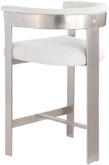 Romeo - Boucle Counter Stool With Silver Base (Set of 2)