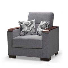 Ottomanson Armada X - Upholstered Convertible Wood Trimmed Armchair With Storage - Polyester