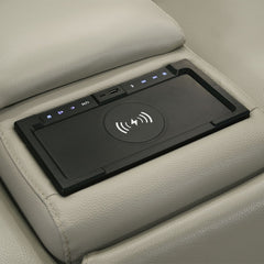 Jayke - Power Motion Sectional Sofa - Light Gray Top Grain Leather Match