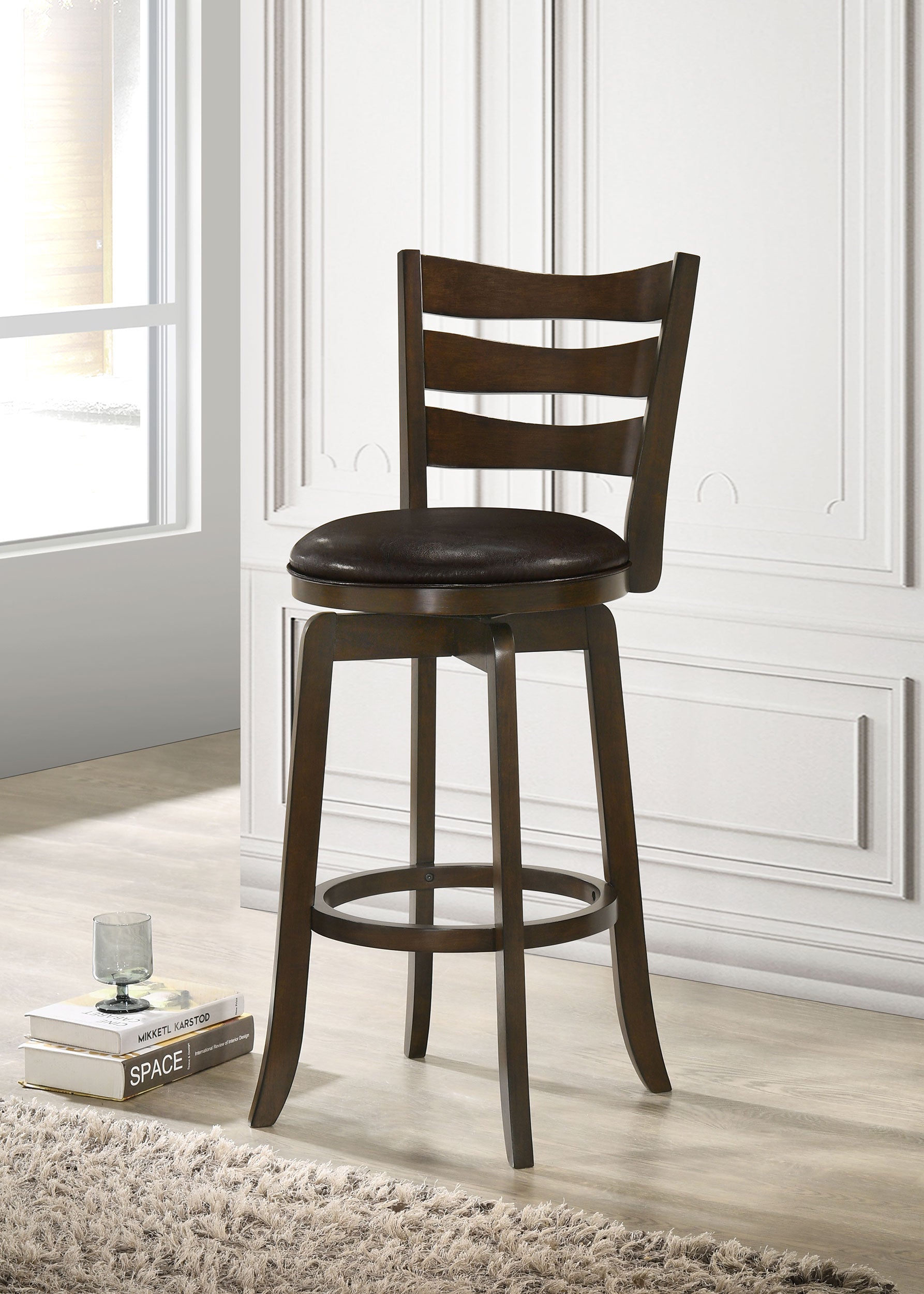 Murphy Wood Pub Height Swivel Bar Chair Dark Brown - MyWaynesHome #