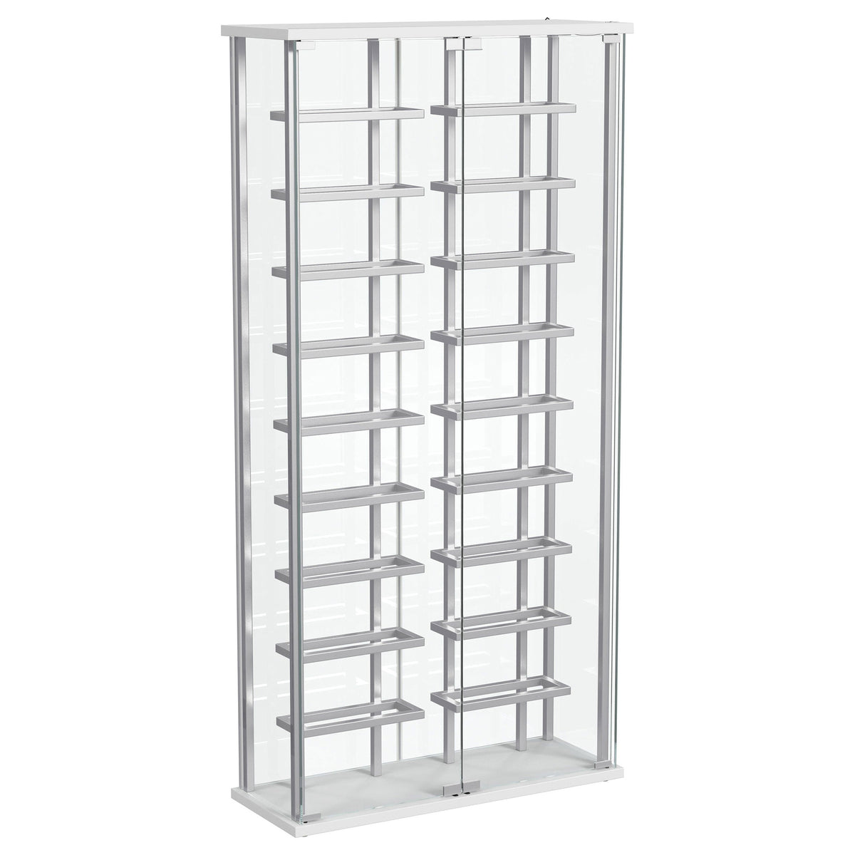 Montara Tempered Glass Wine Storage Led Curio Cabinet Chrome - MyWaynesHome #