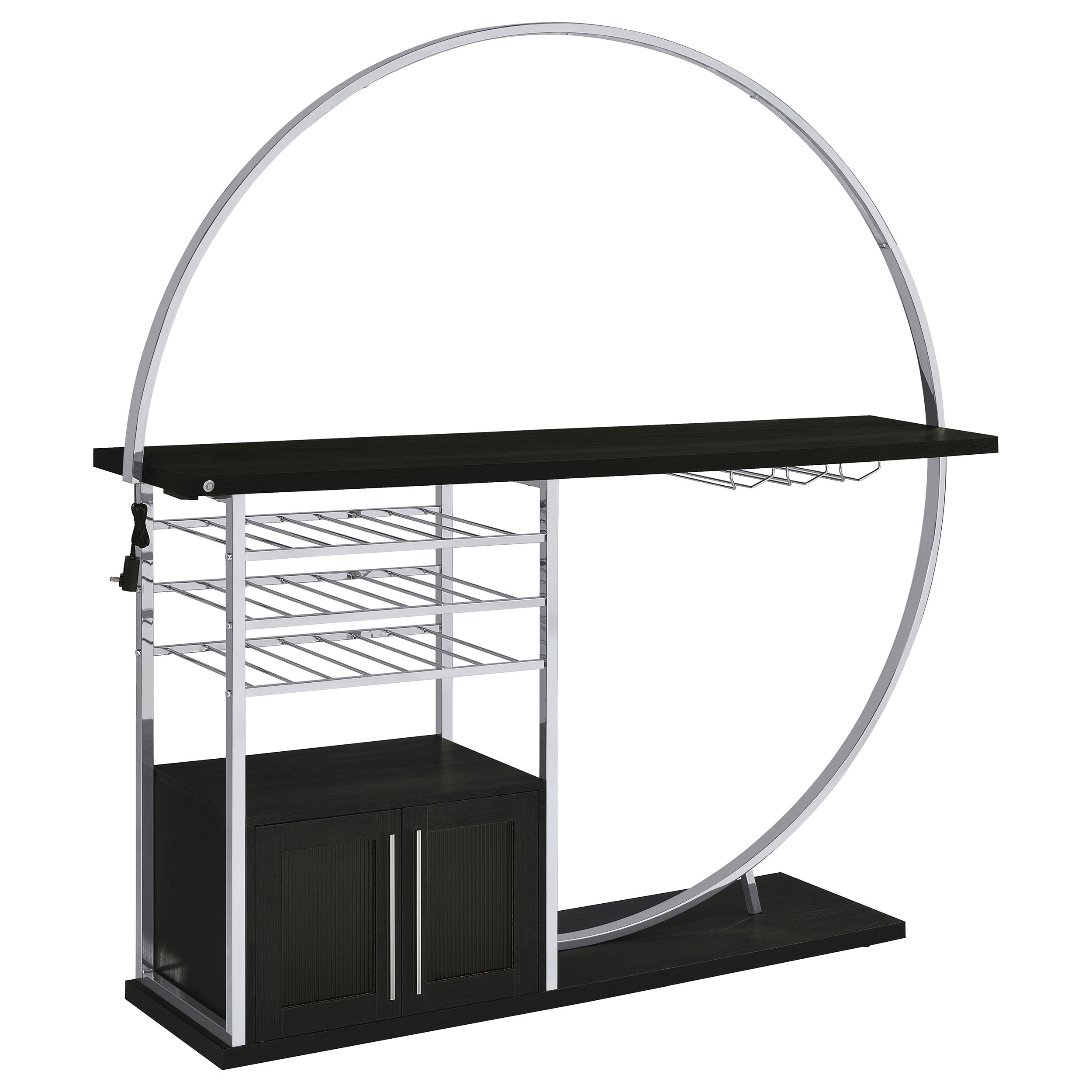 Risley 2-door Circular Led Home Bar Cabinet Dark Charcoal - MyWaynesHome #