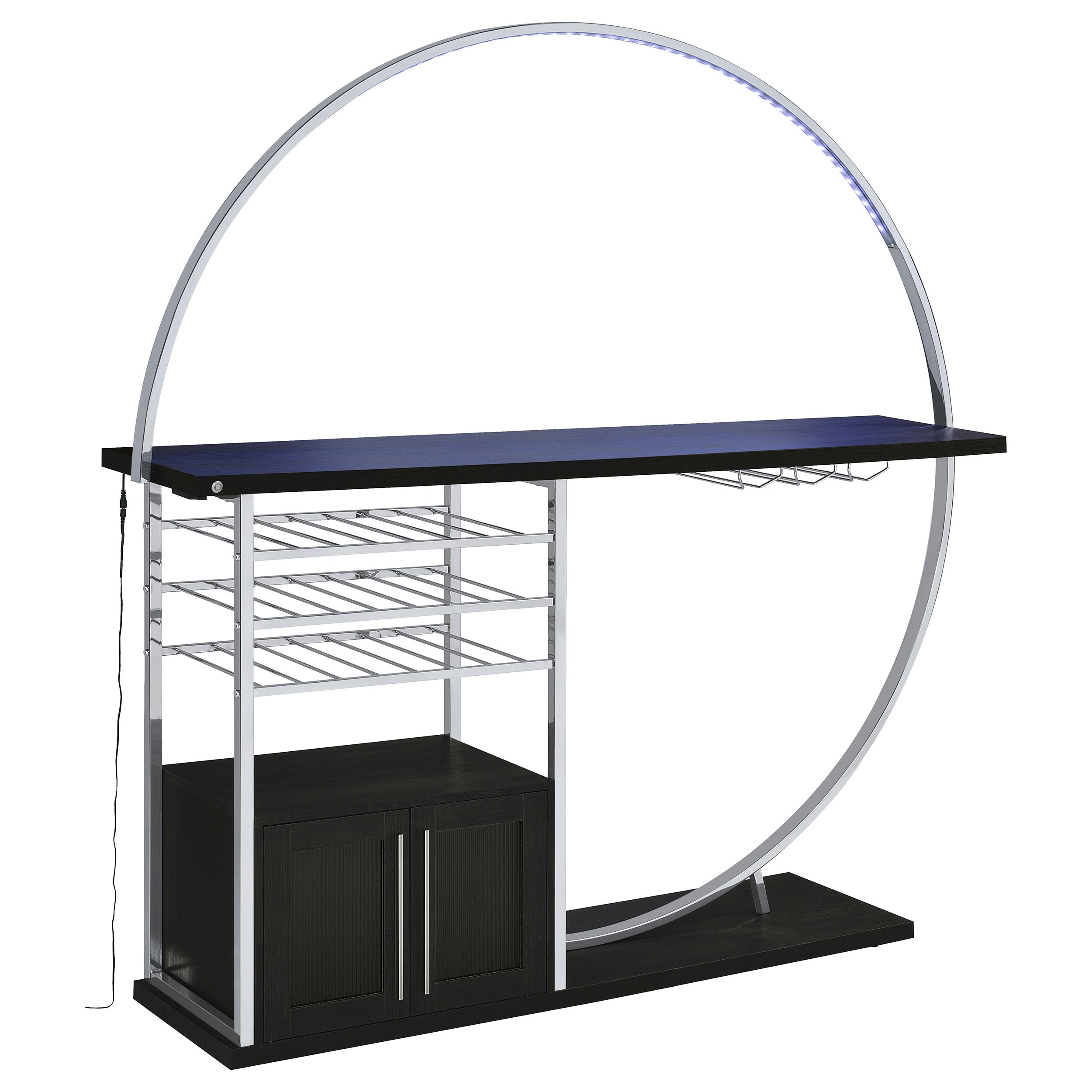 Risley 2-door Circular Led Home Bar Cabinet Dark Charcoal - MyWaynesHome #