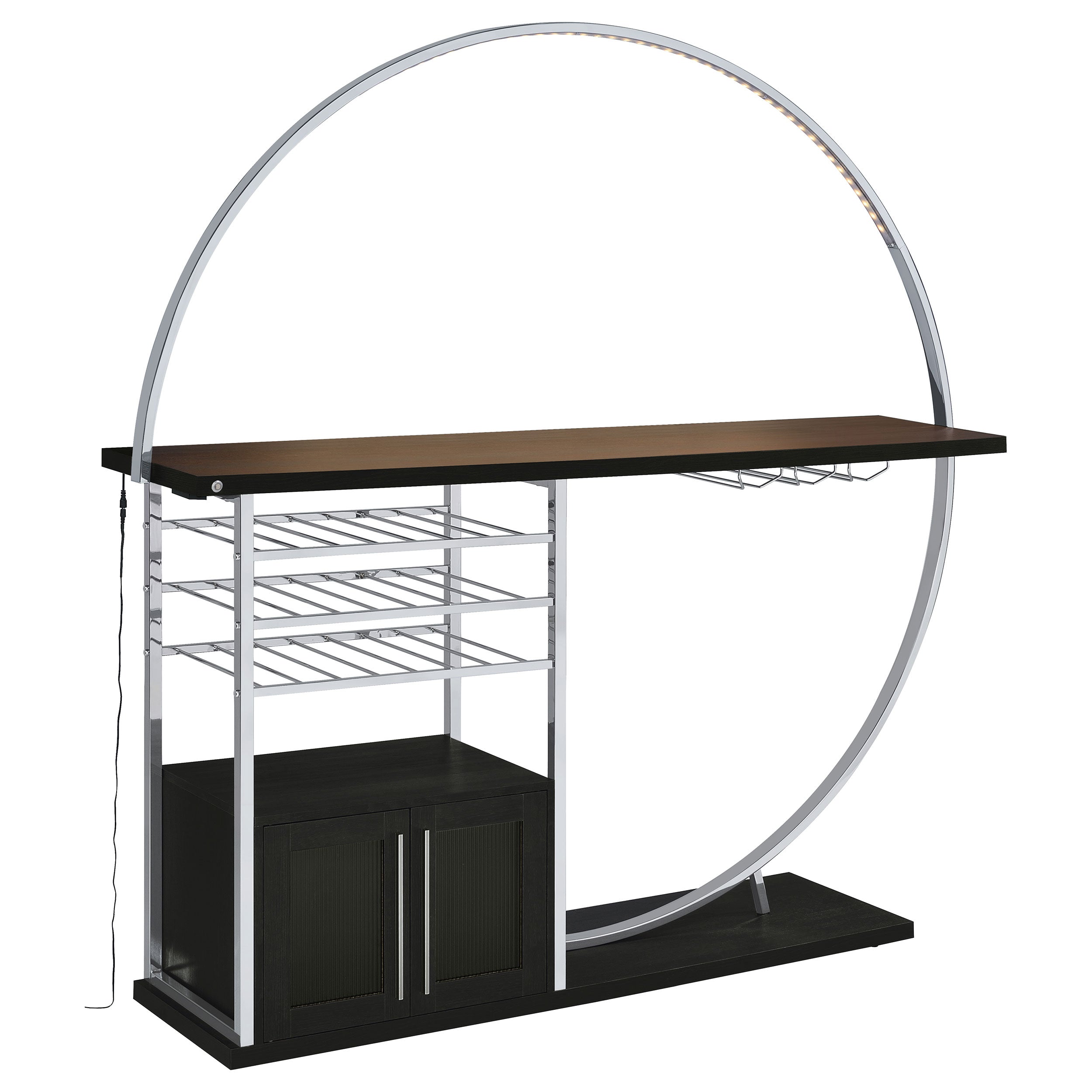 Risley 2-door Circular Led Home Bar Cabinet Dark Charcoal - MyWaynesHome #